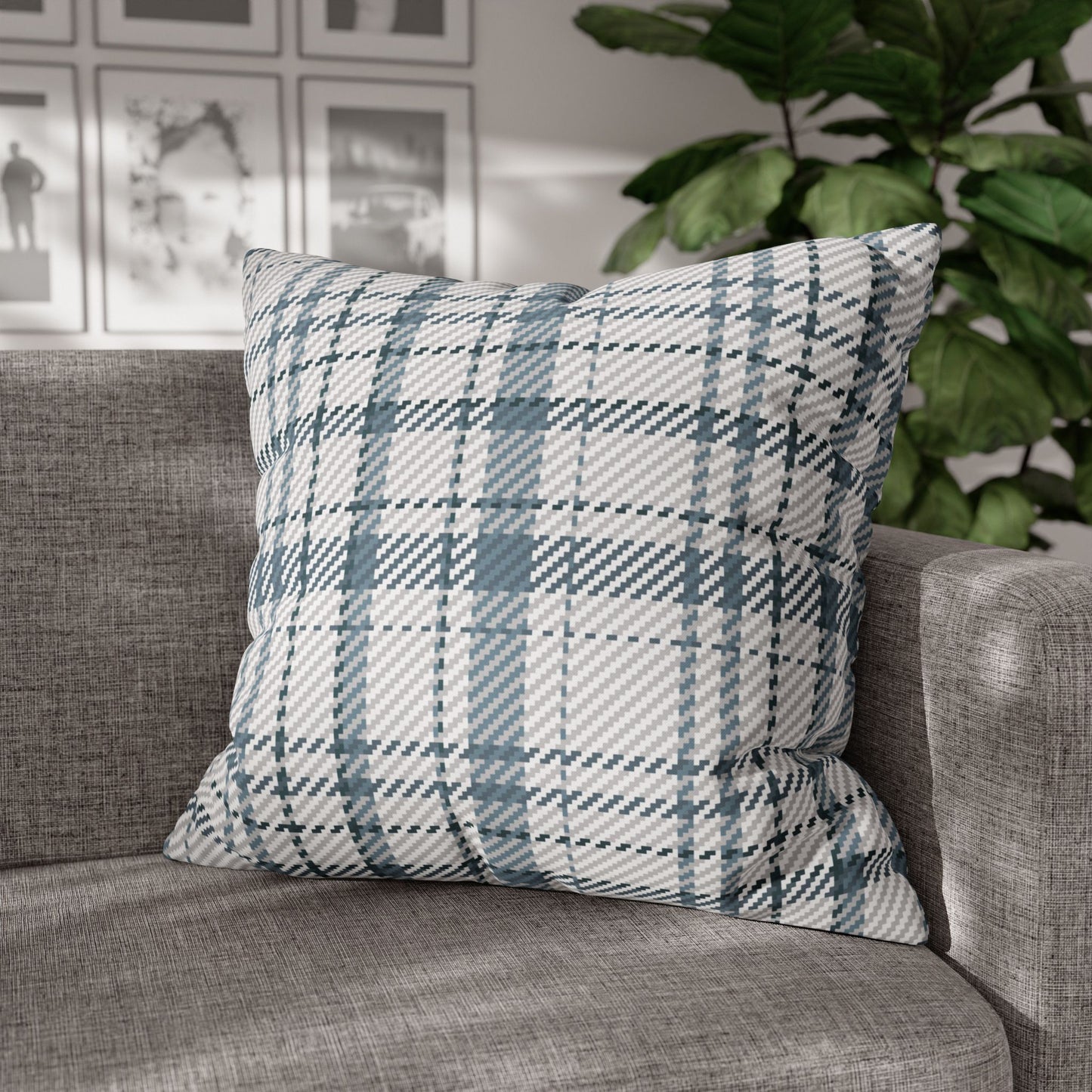 Cozy Blue Plaid Throw Pillowcase