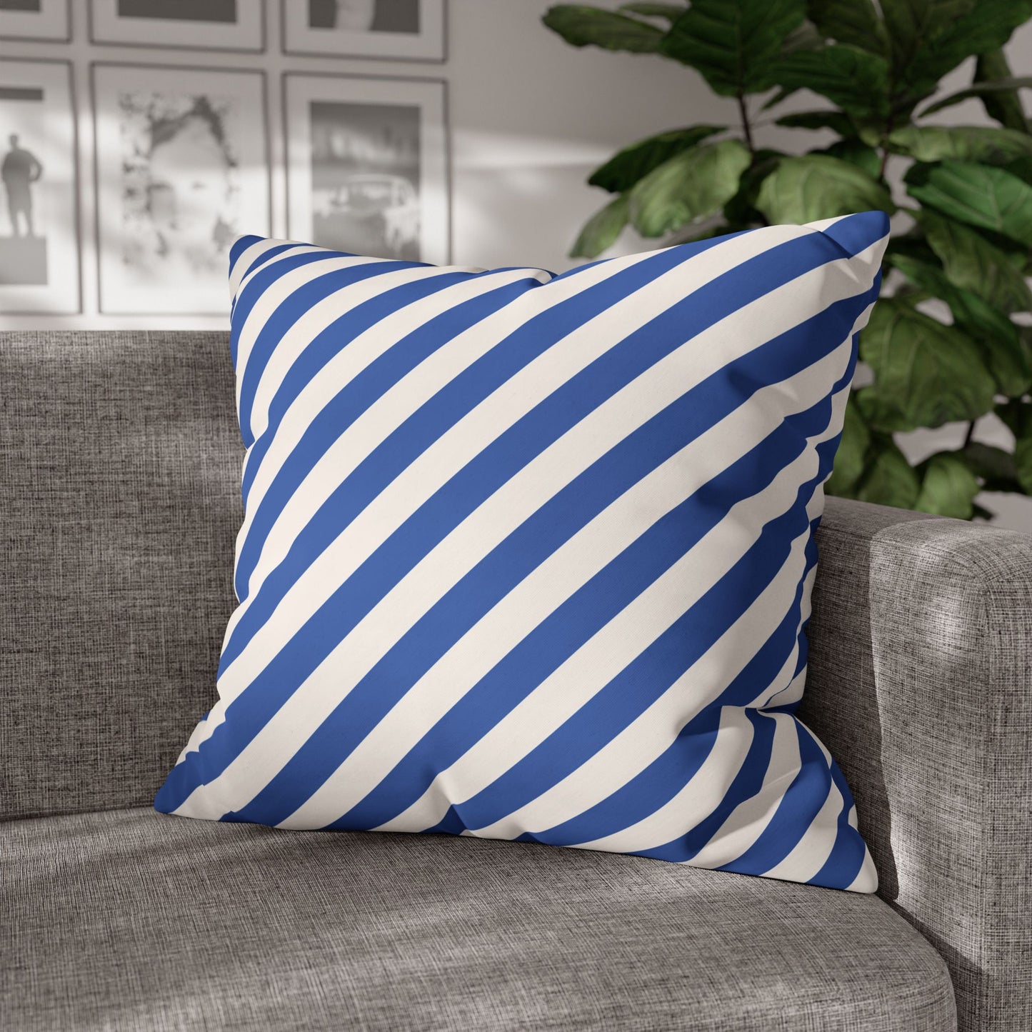 Nautical Striped Pillowcase, Coastal Decor Pillow Cover, Blue and White Throw Pillow, Beach House Accent, Home Gift Idea