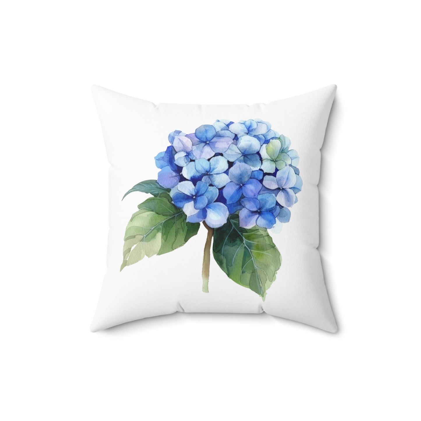 Blue Hydrangea Spun Polyester Square Pillow