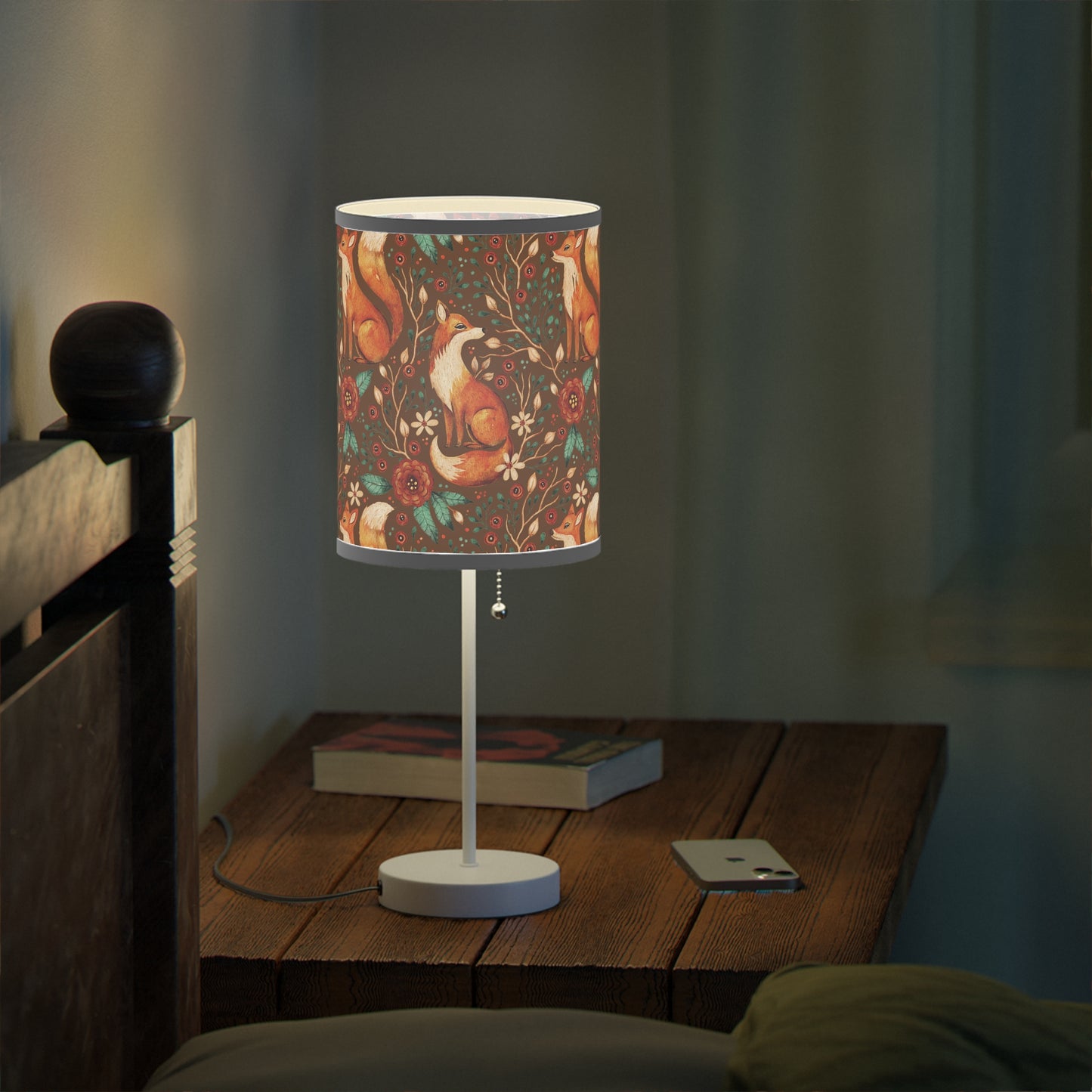 Whimsical Fox Floral Table Lamp - Stylish Decorative Lighting for Cozy Spaces - Mocha