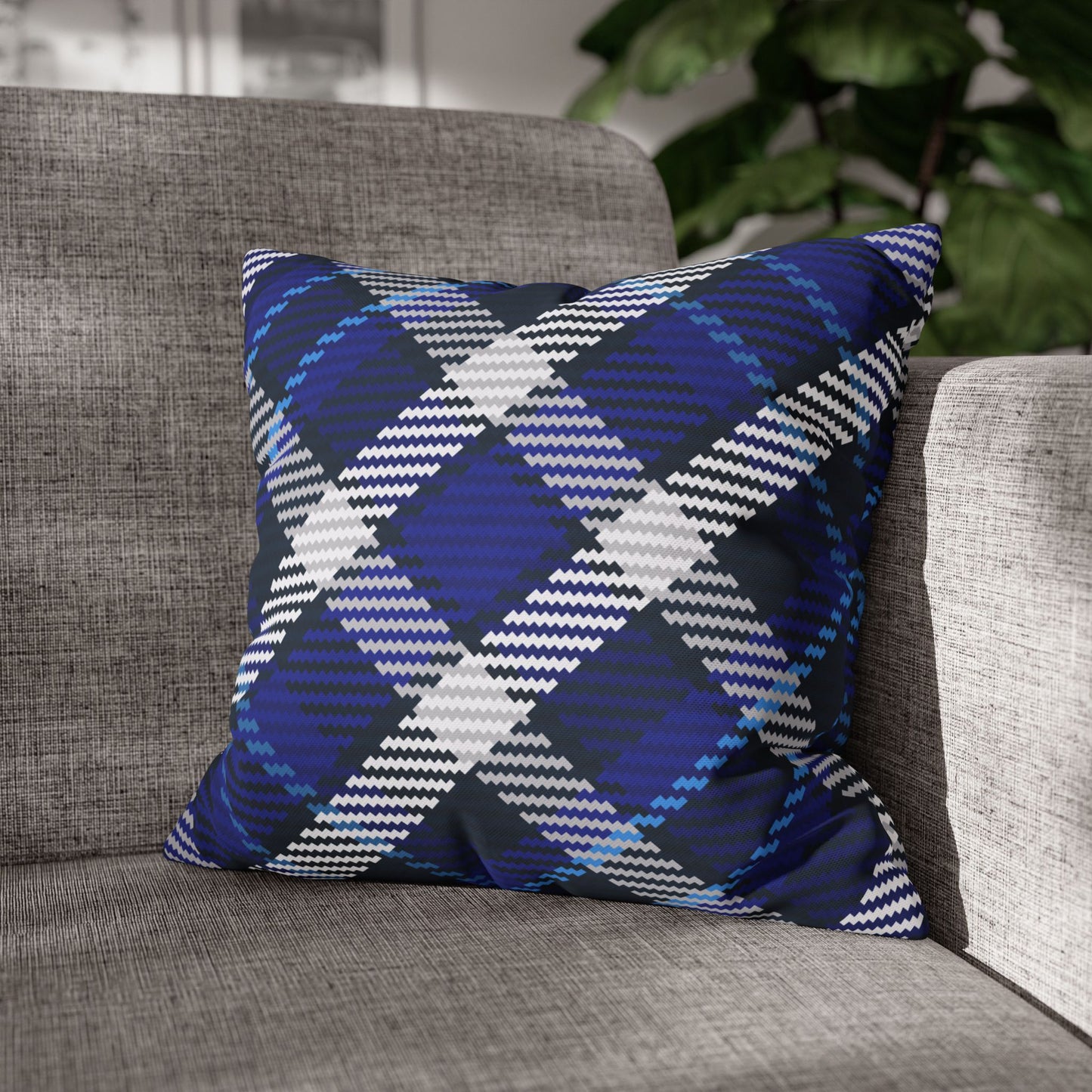 Blue Plaid Throw Pillowcase, Cozy Home Decor, Stylish Cushion for Living Room, Gift for Housewarming, Modern Accent Pillow
