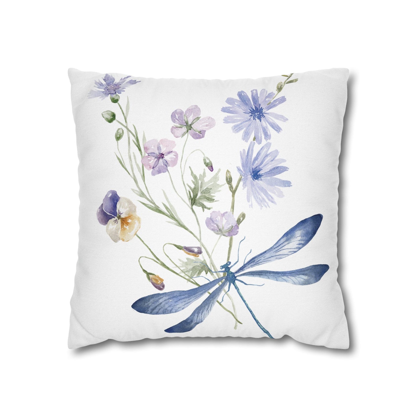 Floral Dragonfly Decorative Pillowcase | Home Décor, Gifts for Her, Couch Cushion Cover, Spring/Summer Accent, Nature Lover's Gift