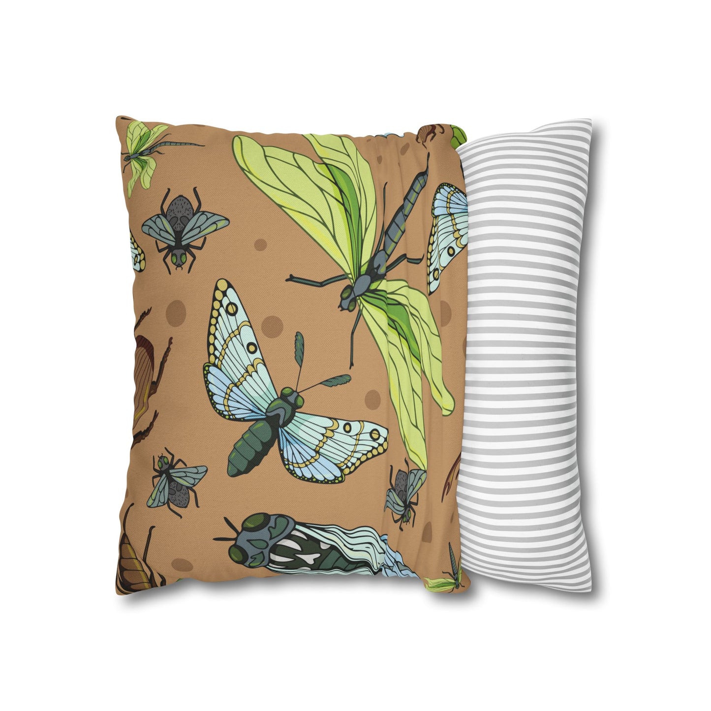 Nature-Inspired Dragonfly and Friends in Earthy Colors Decorative Pillowcase