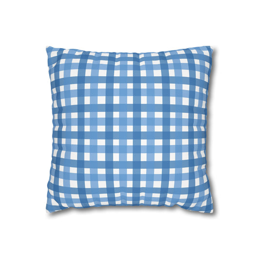 Charming Blue Gingham Pillowcase - Cozy Home Decor, Rustic Cabin Accent, Seasonal Gift, Living Room Accessory, Farmhouse Decor