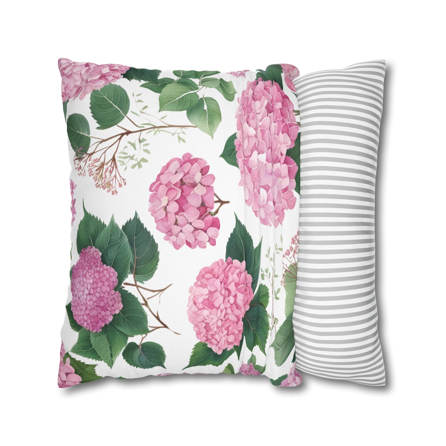 Blushing Hydrangeas – Pink Floral Square Pillowcase