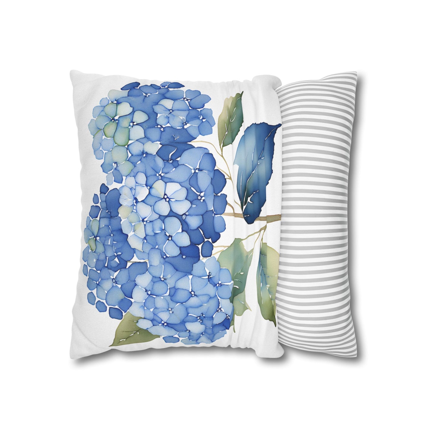 Blue Floral Hydrangea Square Pillowcase - Cozy Home Decor