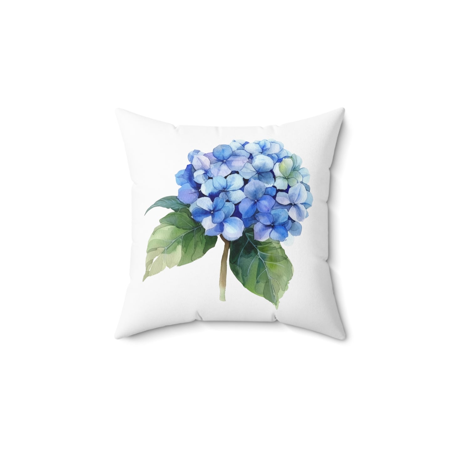 Blue Hydrangea Spun Polyester Square Pillow