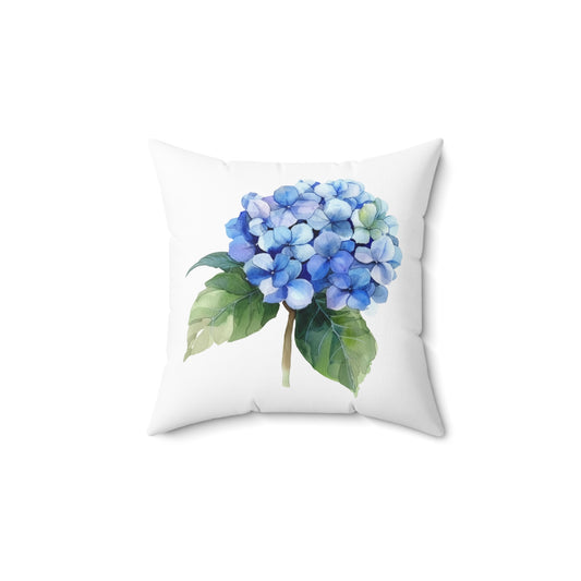 Blue Hydrangea Spun Polyester Square Pillow