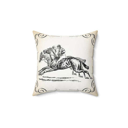Vintage Equestrian Square Accent Throw Pillow, Horse Decor, Elegant Home Accent, Farmhouse Throw Pillow, Equine Gift, Floral Pattern Cushion