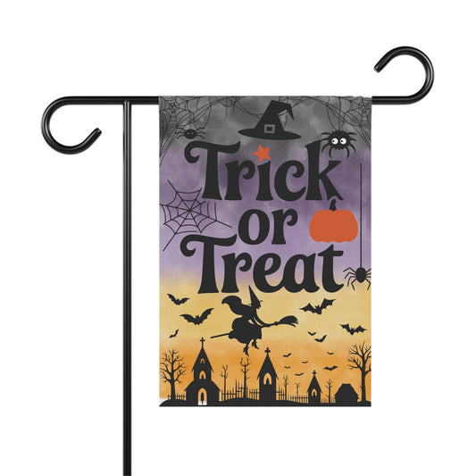 Trick or Treat Sundown Halloween Garden Banner, Outdoor Decoration, Trick or Treat Flag, Autumn Home Decor, Spooky Yard Sign