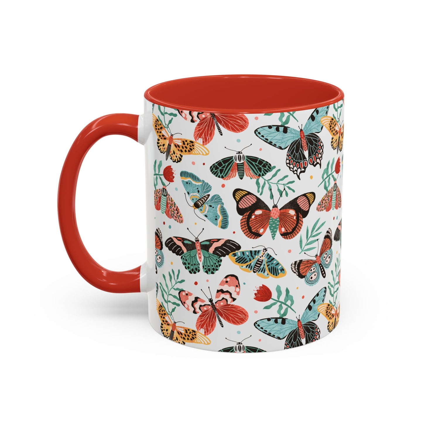 Mug Butterfly Breeze Turquoise and Rich Red