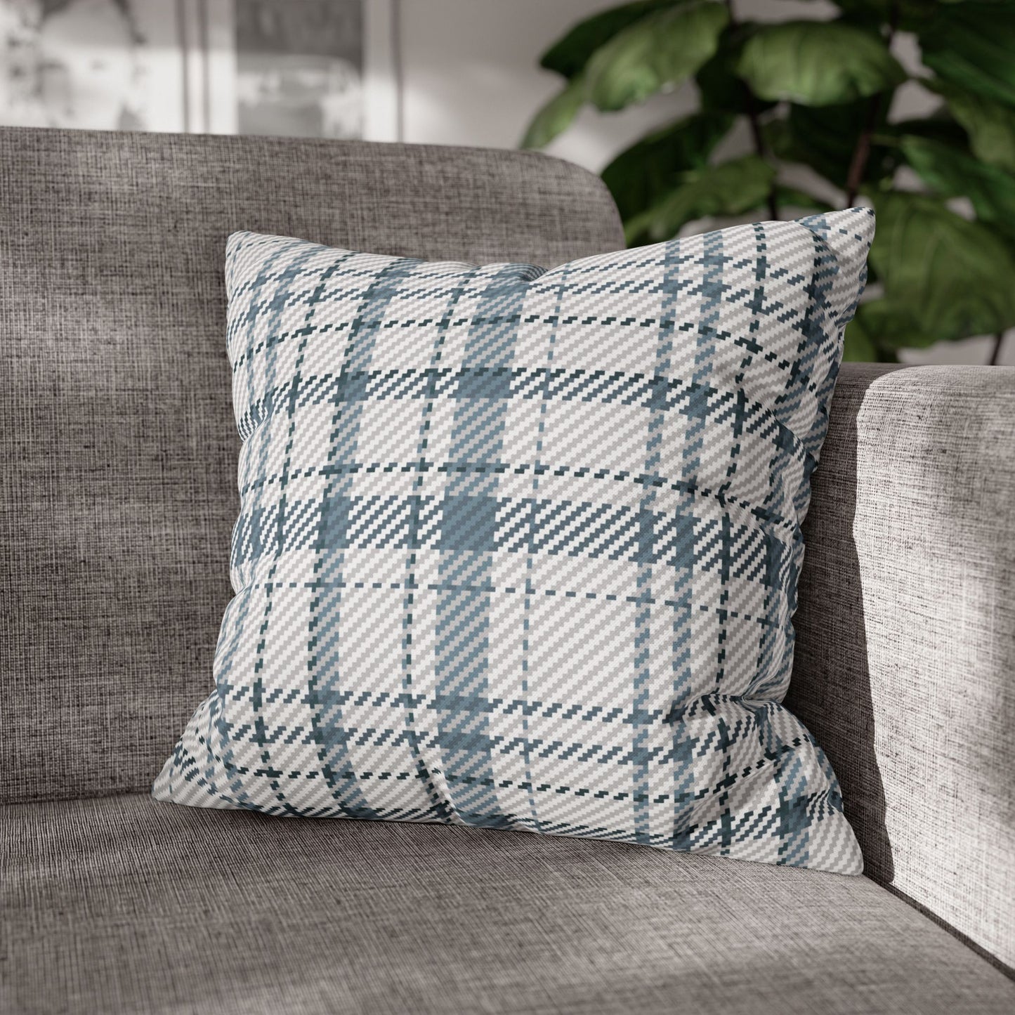 Cozy Blue Plaid Throw Pillowcase
