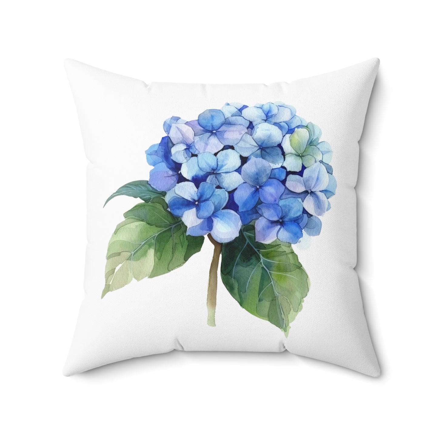 Blue Hydrangea Spun Polyester Square Pillow
