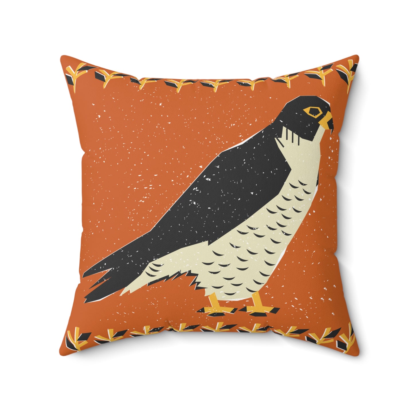 Folk Art Boho Tribal Hunting Hawk Square Pillow, Decorative Pillows for Home, Boho Living Room Decor, Gift for Her, Cozy Throw Pillow