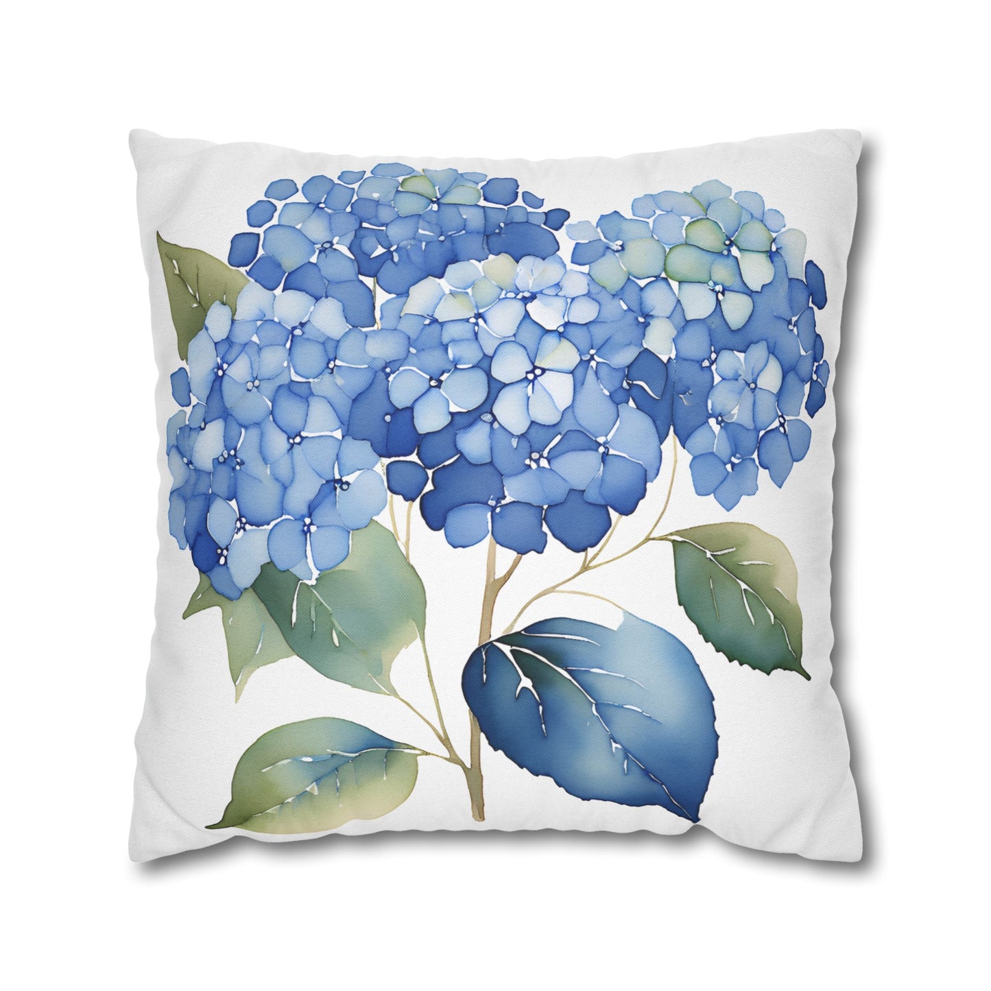 Blue Floral Hydrangea Square Pillowcase - Cozy Home Decor