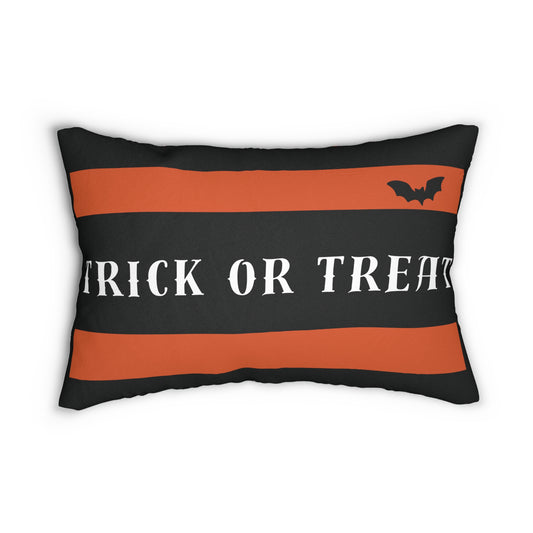 Halloween Lumbar Pillow, Spooky Home Decor, Trick or Treat Pillow, Fall Accent Cushion, Halloween Gift Idea