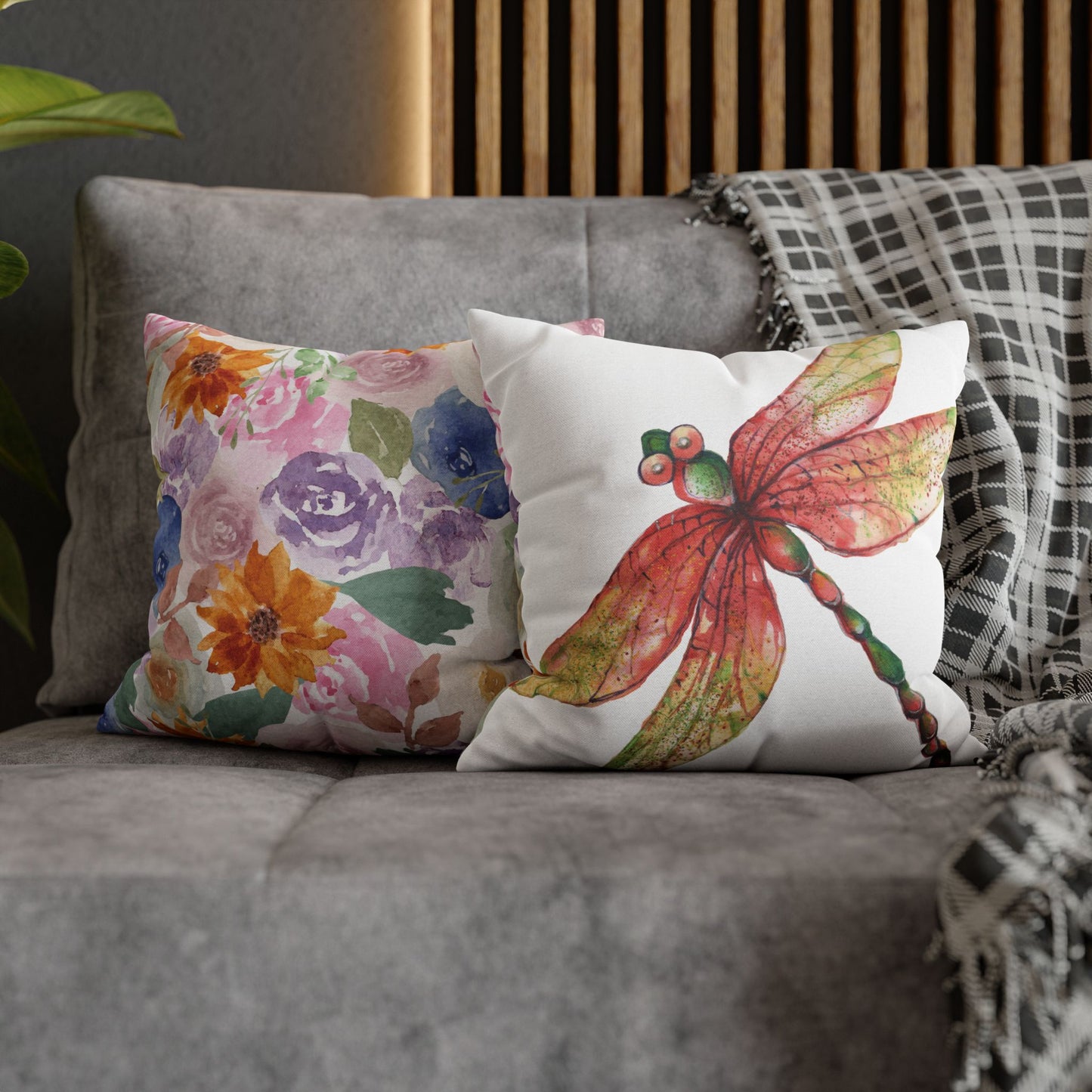 Earthy Vibrant Dragonfly Pillowcase | Nature-Inspired Home Decor, Gardening Gift, Spring Accent, Bohemian Pillow Cover, Eco-Friendly Textile