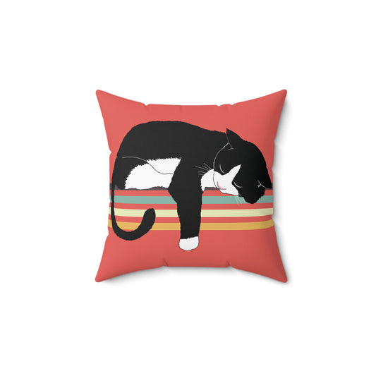 Cozy Cat Decor Pillow, Cat Lover Gift, Home Accent Pillow, Pet Lover Cushion, Colorful Cat Art, Living Room Decor