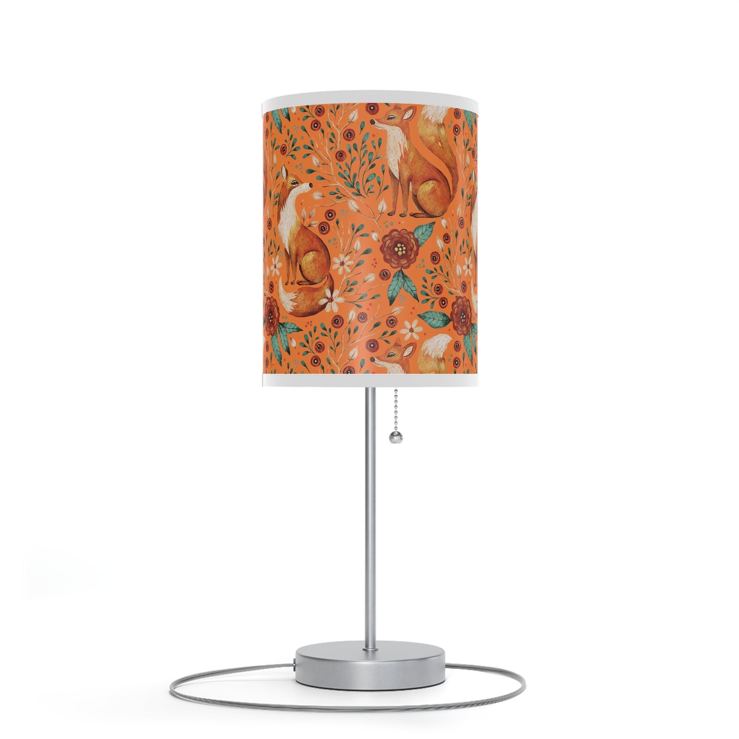 Whimsical Fox Floral Table Lamp - Stylish Decorative Lighting for Cozy Spaces - Sunset Orange