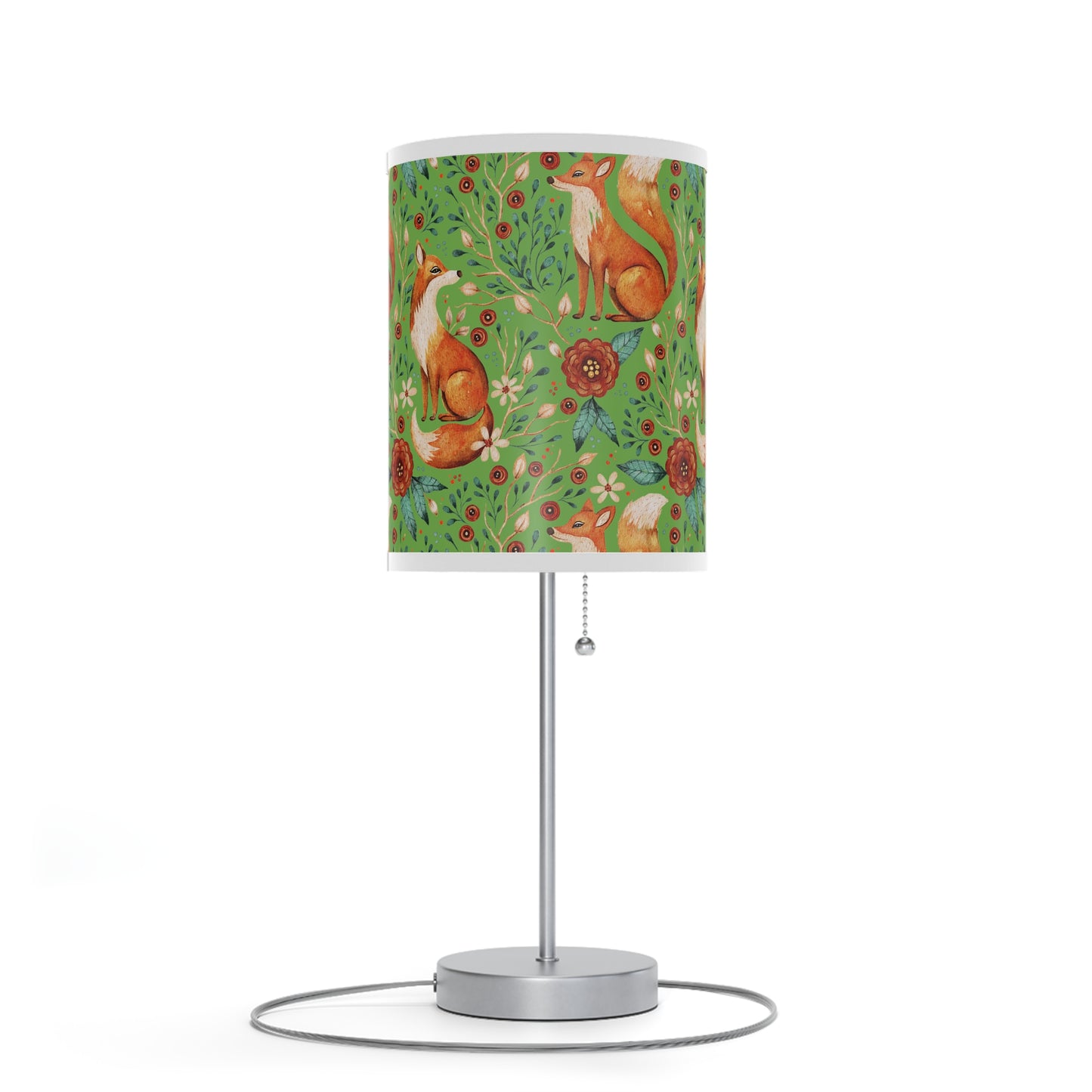 Whimsical Fox Floral Table Lamp - Stylish Decorative Lighting for Cozy Spaces  - Thyme Green