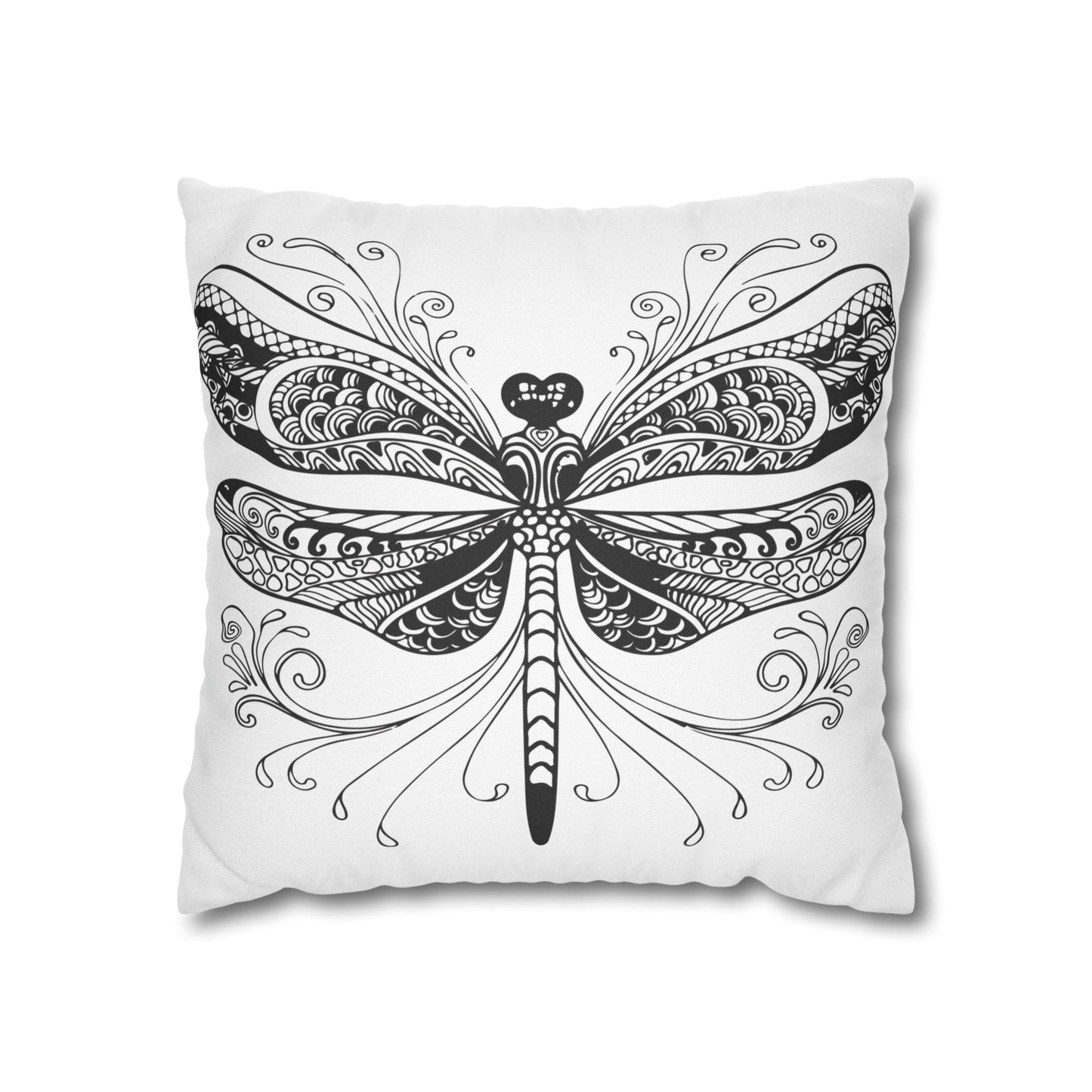 Elegant Black and White Dragonfly Pillowcase, Decorative Throw Pillow Cover, Modern Home Decor, Gift for Nature Lovers, Cozy Living Room Accent