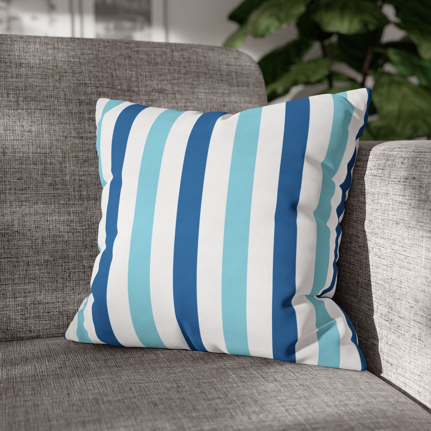Coastal Striped Pillowcase, Beach Decor, Nautical Home Accessories, Throw Pillow Cover, Living Room Cushion Cover