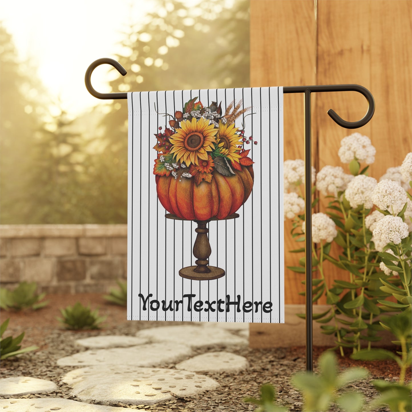 House Banner, Elegant Fall Pumpkin Display, Personalized Garden Flag, Autumn Home Decor, Thanksgiving Outdoor Sign