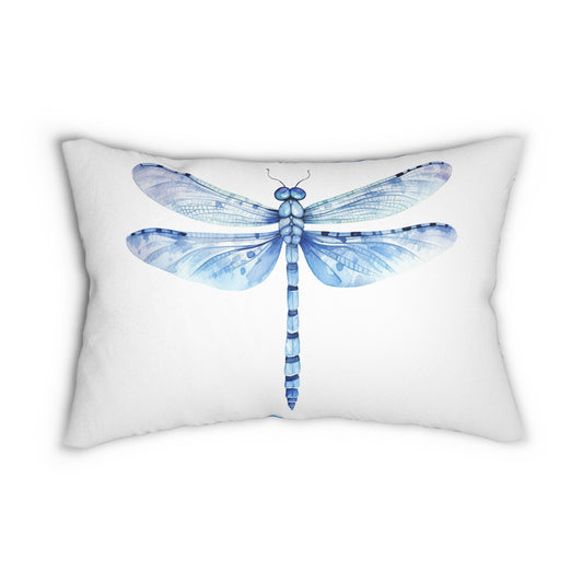 Blue Design Lumbar Pillow - Decorative Home Accent, Couch Cushion, Dragonfly Pattern, Coastal Decor, Gift for Her
