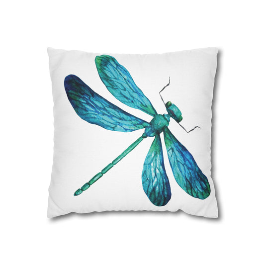 Turquoise and Blue Dragonfly Print Pillowcase, Decorative Cushion Cover, Home Decor, Gift for Nature Lovers, Boho Style, Cozy Living Room Accent