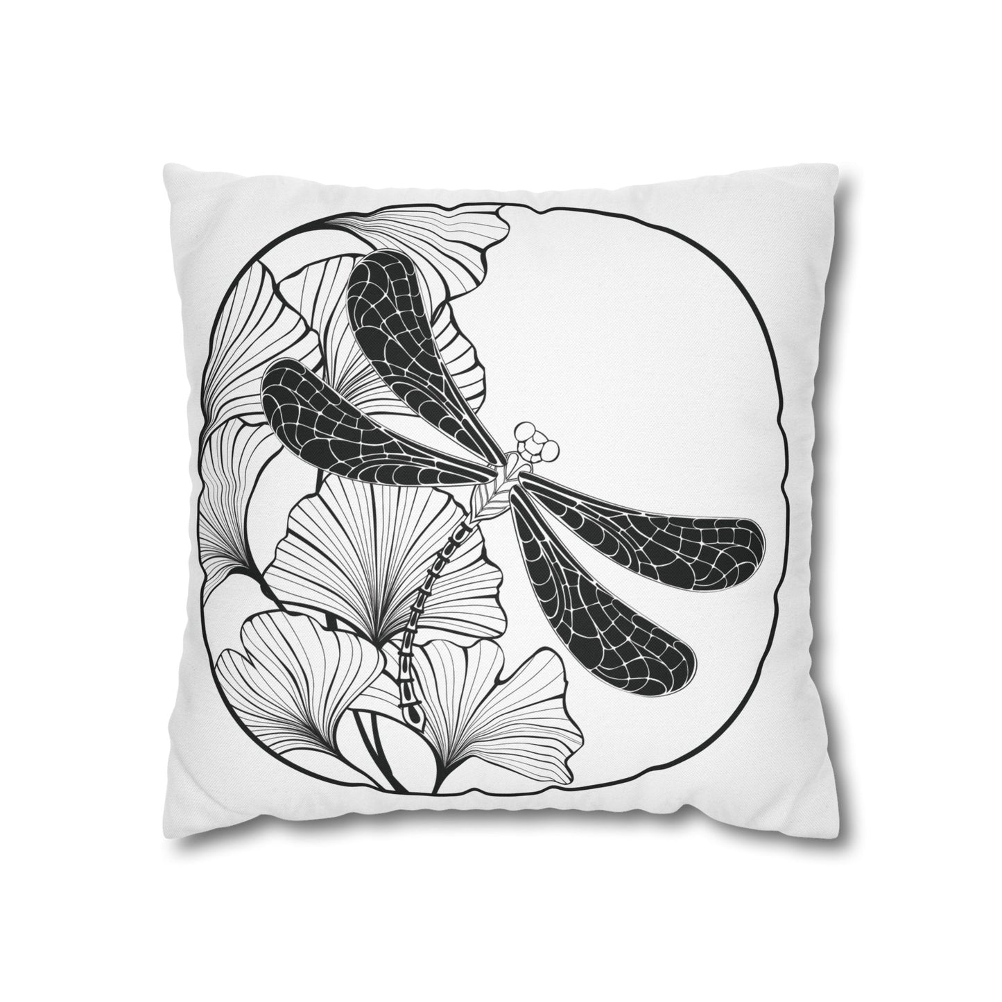 Chic Black and White Dragonfly Pillowcase, Home Decor, Floral Accent, Gift for Nature Lovers, Modern Bedroom, Relaxing Atmosphere