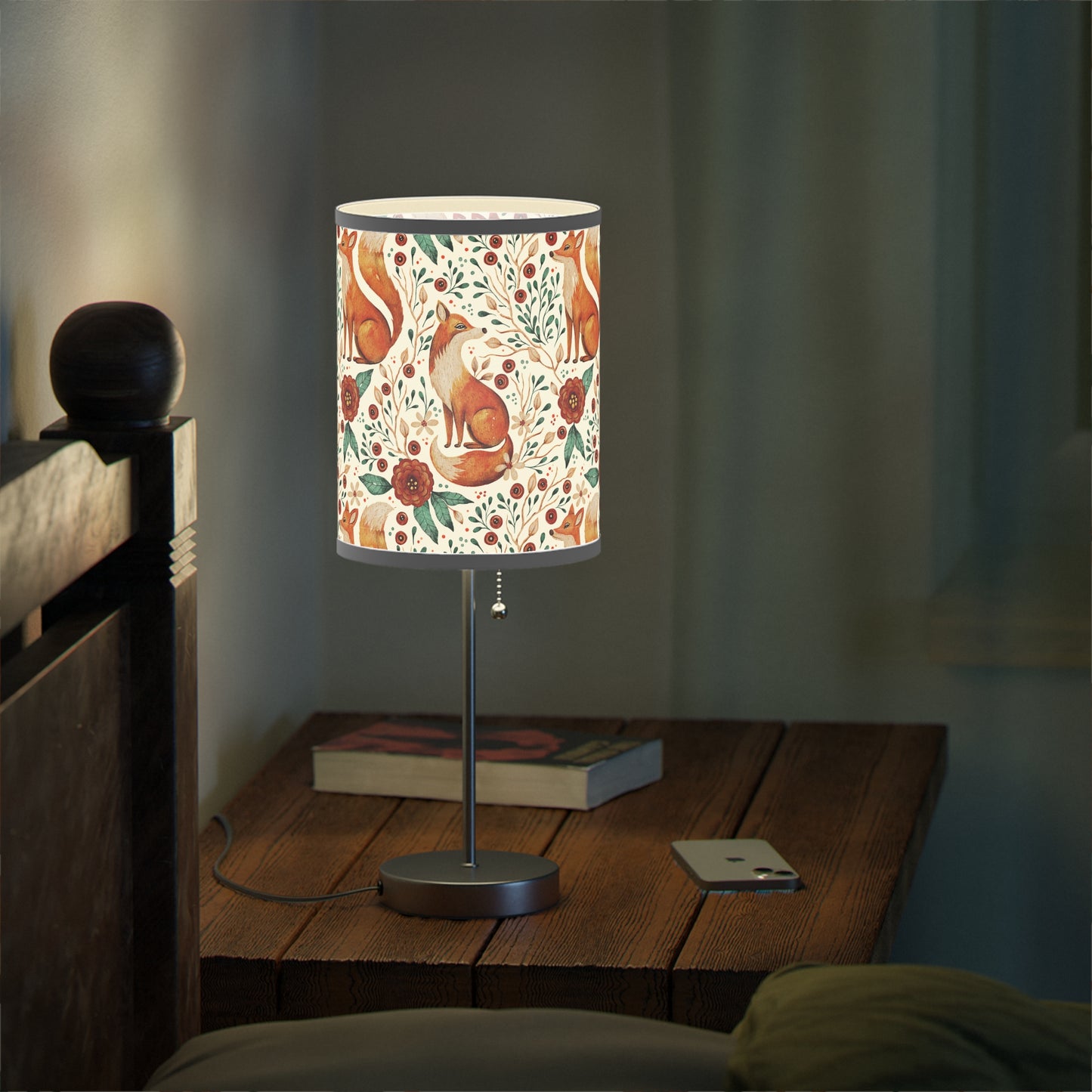 Whimsical Fox Floral Table Lamp - Stylish Decorative Lighting for Cozy Spaces - White