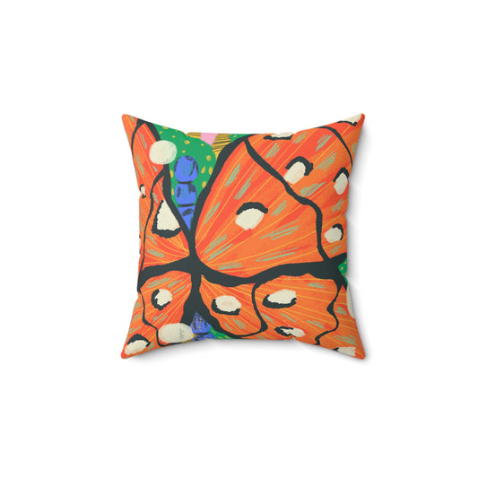 Vibrant Square Pillow, Boho Home Decor, Butterfly and Geometric Pattern Cushion, Gift for Nature Lovers, Colorful Decorative Pillow