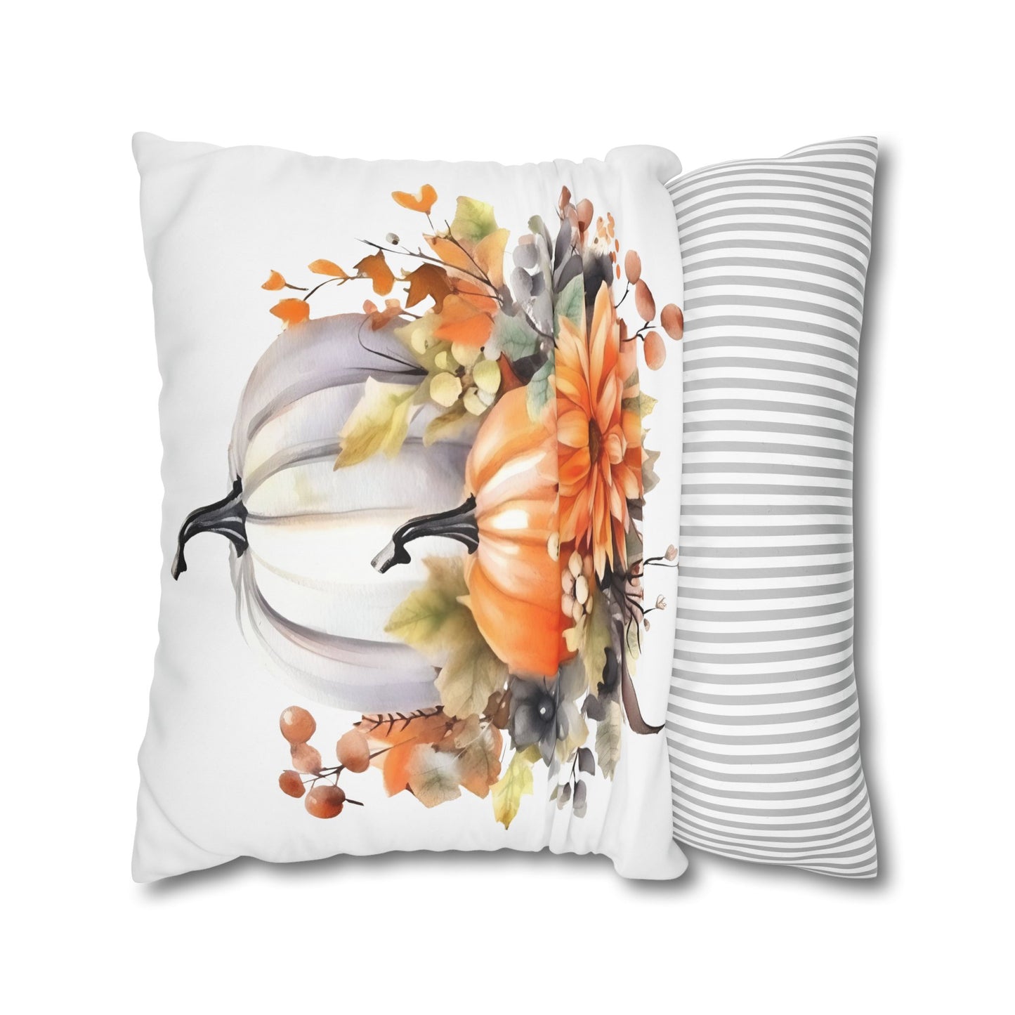 Autumn Floral Pillowcase, Cozy Fall Decor, Pumpkin Decorative Cushion, Harvest Home Accent, Thanksgiving Gift Ideas