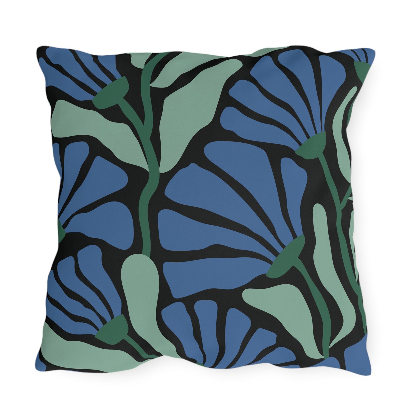 Outdoor Pillow - Blue Butterfly Rustic Matisse Inspired Back Design