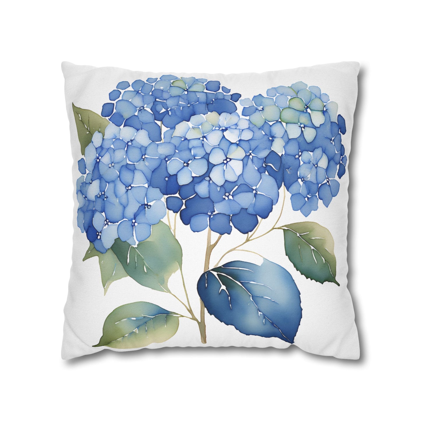 Blue Floral Hydrangea Square Pillowcase - Cozy Home Decor