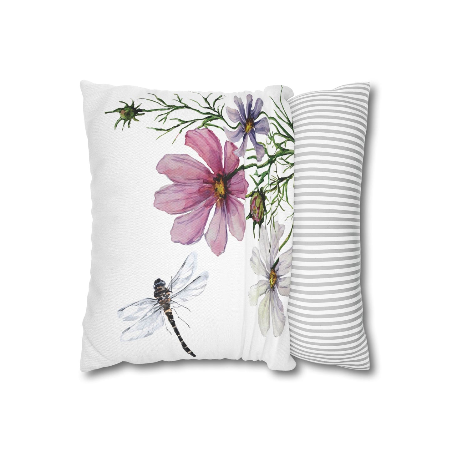 Floral Dragonfly Pillowcase, Cozy Home Decor, Boho Accent Pillows, Nature-Inspired Gift, Spring Decor