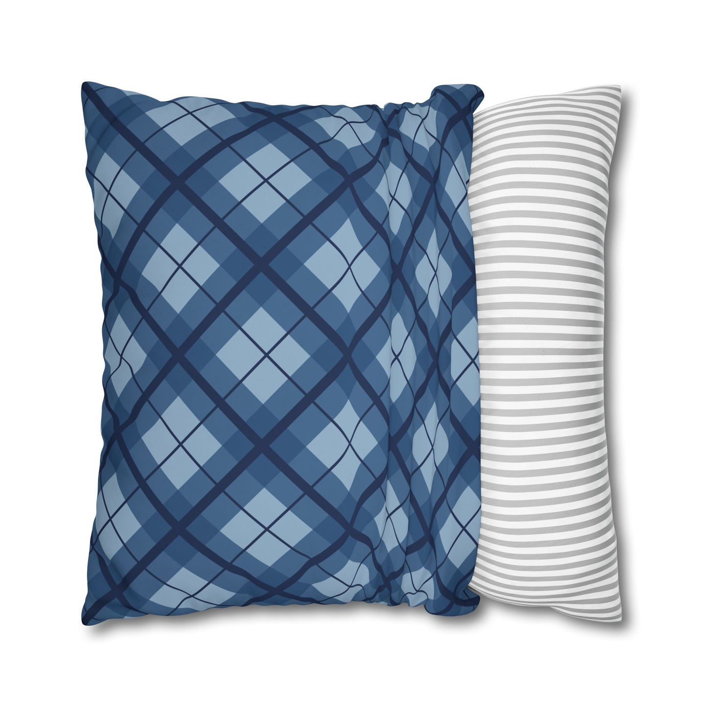 Plaid Poly Canvas Pillowcase, Cozy Home Decor, Throw Pillow, Couch Cushion, Living Room Accent, Nautical Gift, Birthday Decor