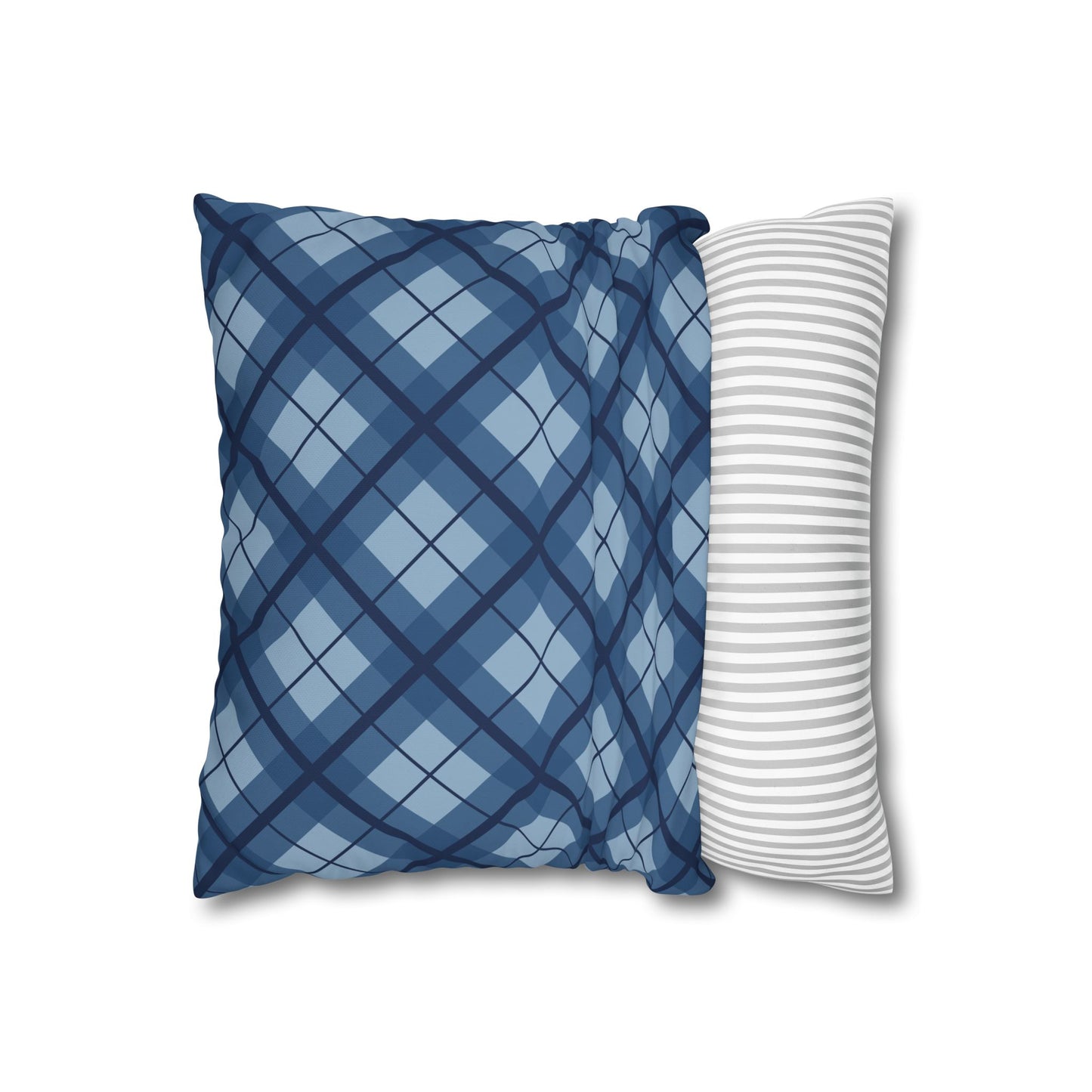 Plaid Poly Canvas Pillowcase, Cozy Home Decor, Throw Pillow, Couch Cushion, Living Room Accent, Nautical Gift, Birthday Decor
