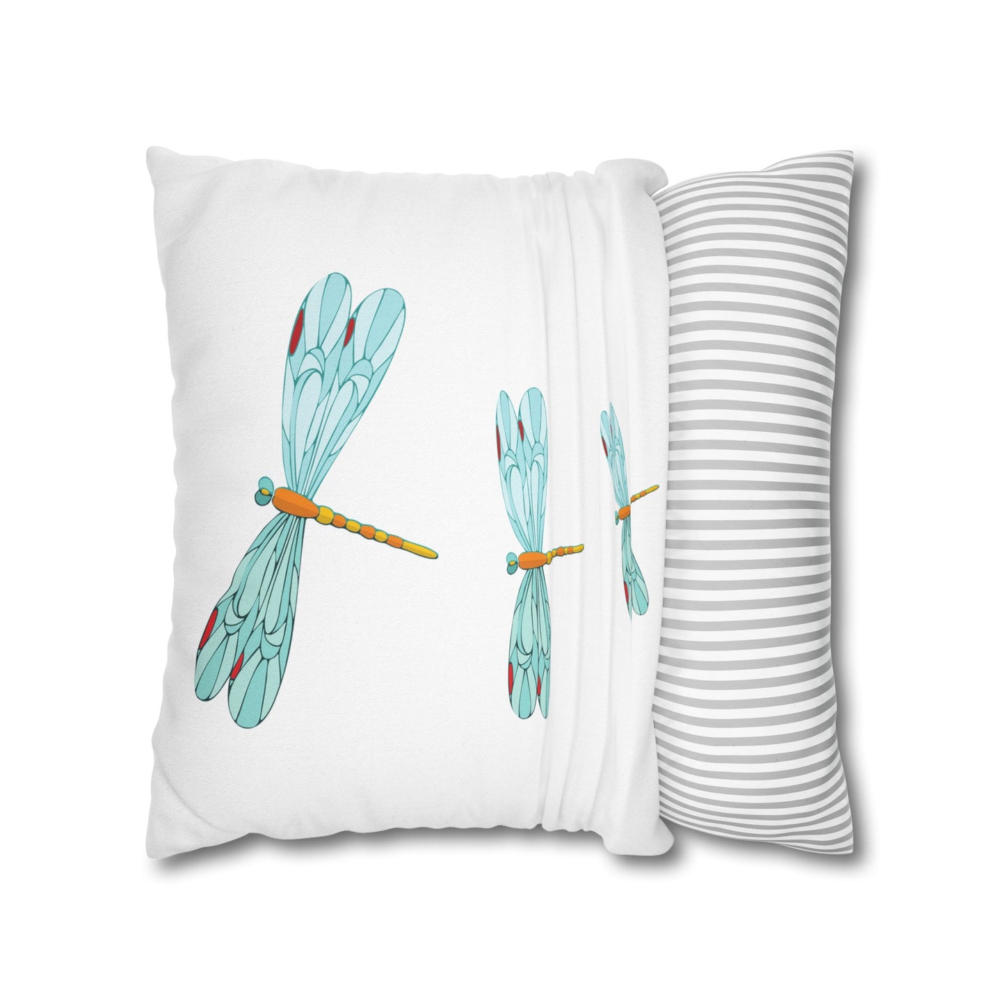 Dragonfly Turquoise and Red Kissed Decor Pillowcase, Home Accent, Gift for Nature Lovers, Bohemian Style, Cozy Living Room Cushion