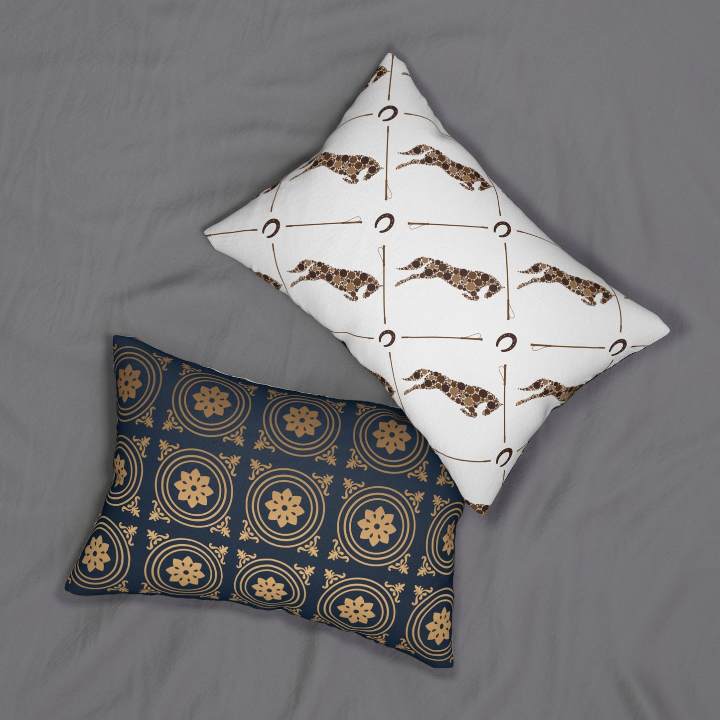 Chic Decorative Lumbar Pillow | Equestrian & Floral Designs, Home Decor Accent, Horse Lover Gift, Modern Couch Pillow, Stylish Throw Cushion