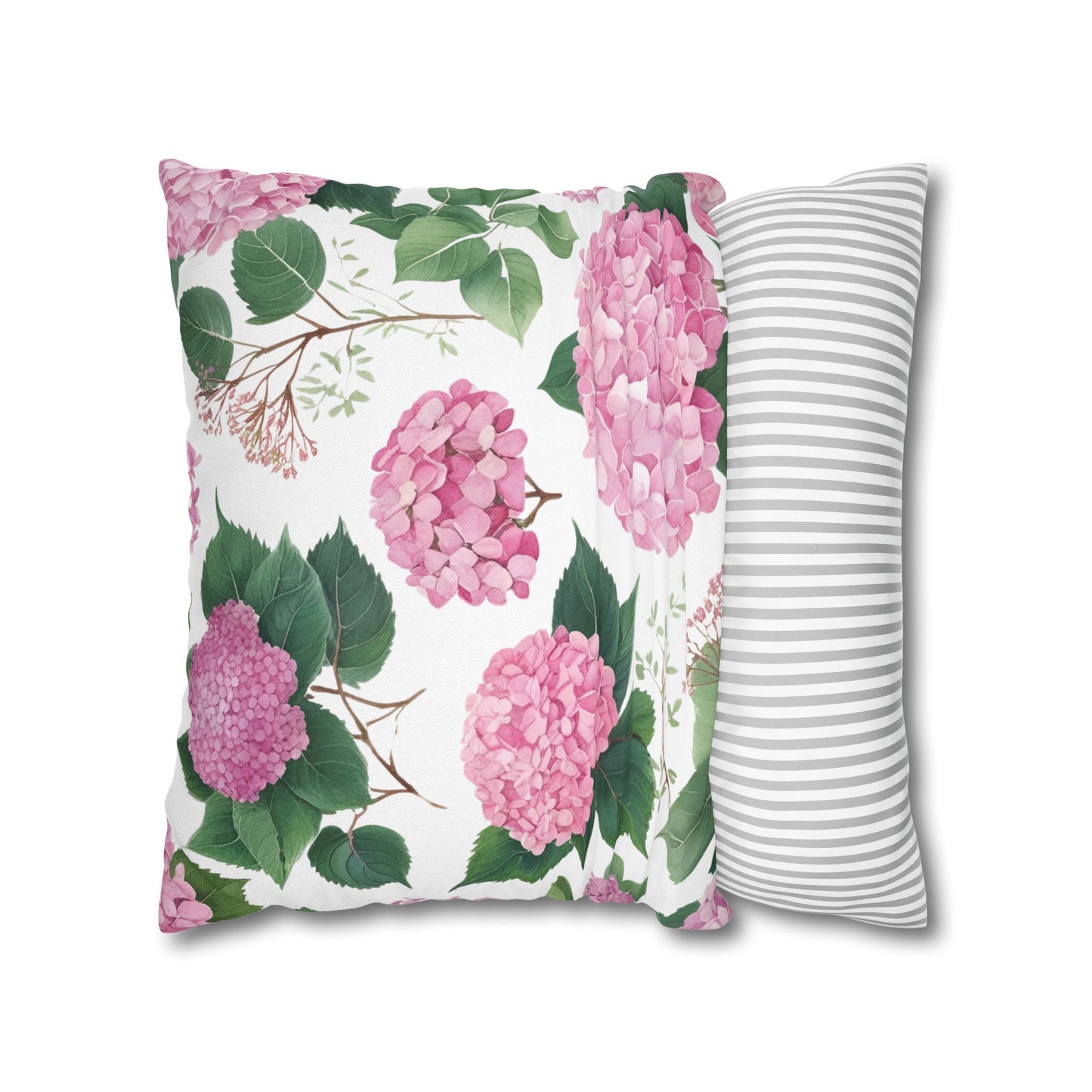 Blushing Hydrangeas – Pink Floral Square Pillowcase