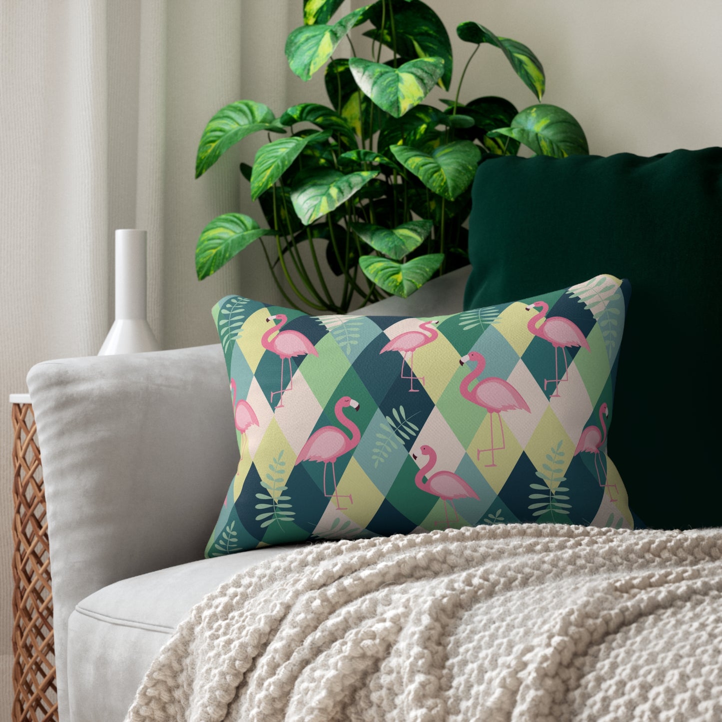 Tropical Flamingo - Stylish Home Decor for Summer Vibes - Lumbar Pillow