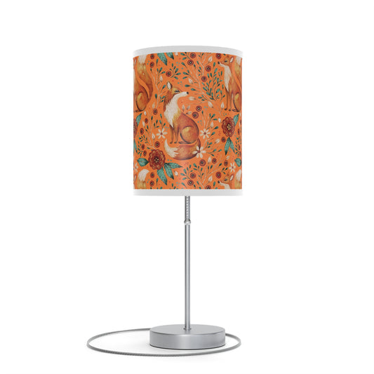 Whimsical Fox Floral Table Lamp - Stylish Decorative Lighting for Cozy Spaces - Sunset Orange