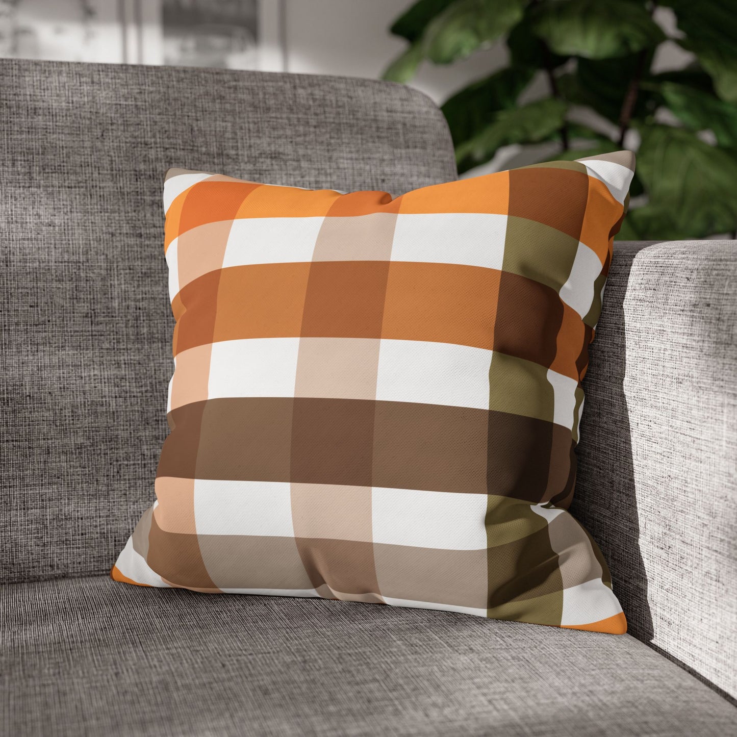 Autumn Plaid Pillowcase, Cozy Decor, Perfect for Home, Thanksgiving Gift, Farmhouse Style, Seasonal Accents