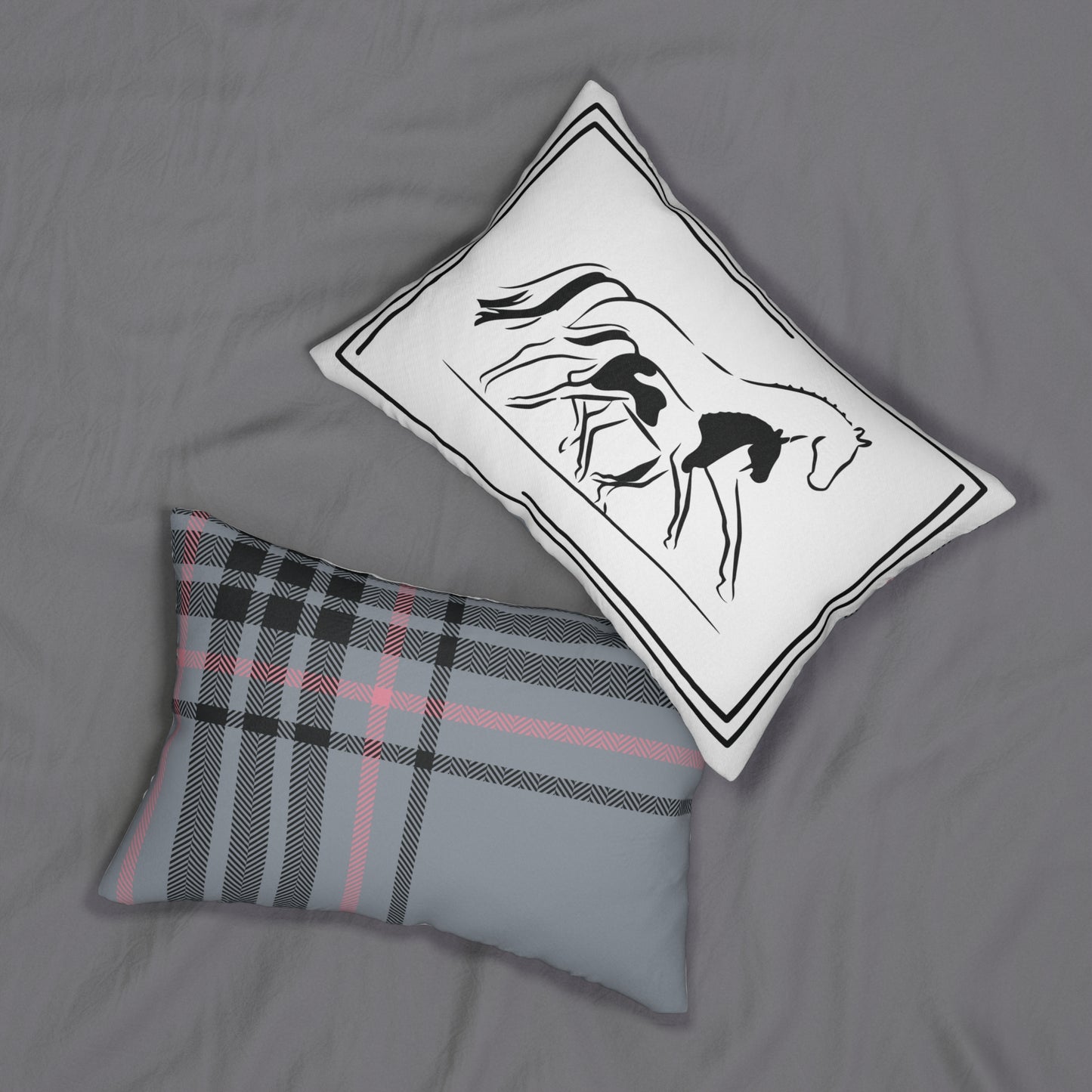 Equestrian-Themed Lumbar Pillow | Cozy Home Decor, Horse Lover Gift, Farmhouse Style, Animal Art, Throw Pillow for Relaxation
