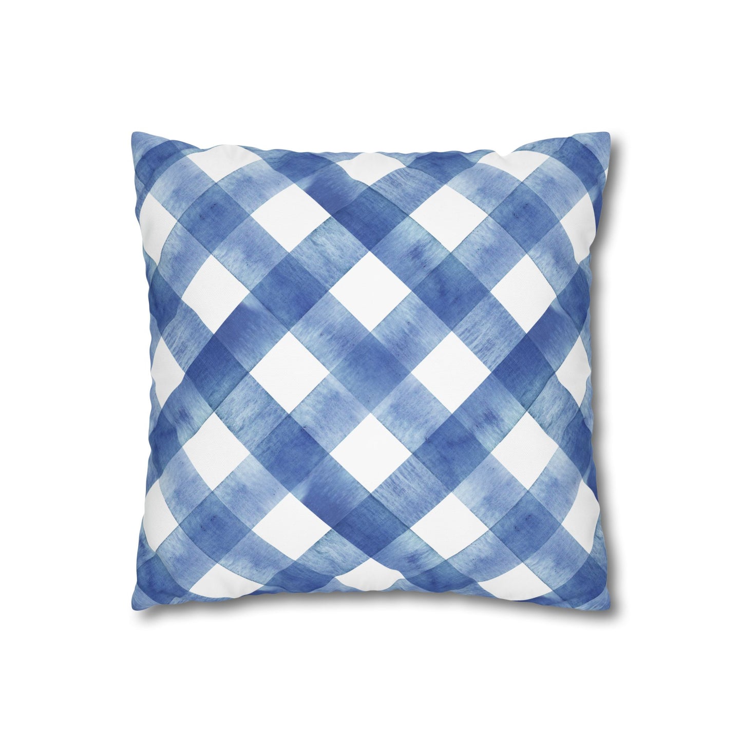 Blue Plaid Poly Canvas Pillowcase, Cozy Home Decor, Farmhouse Cushion, Throw Pillow Cover, Gift for Homeowners