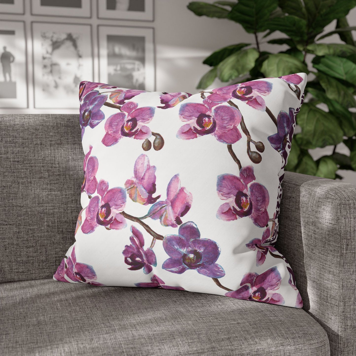 Floral Poly Canvas Pillowcase, Home Decor, Throw Pillow, Wedding Gift, Bedroom Accents, Floral Design Pillow