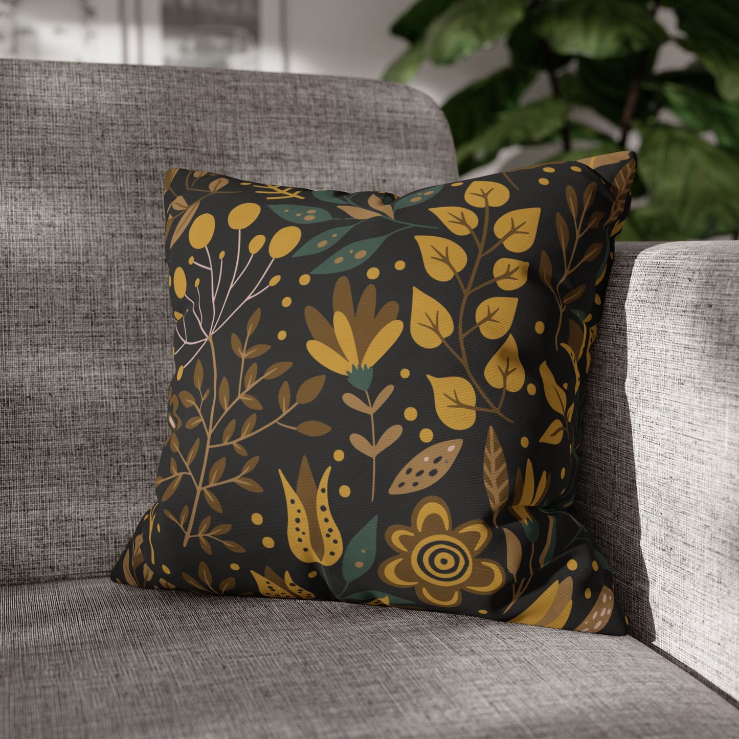 Bohemian Floral Pillowcase, Decorative Cushion Cover, Home Decor, Cozy Living Room, Gift for Her, Eco-Friendly Pillow Cover