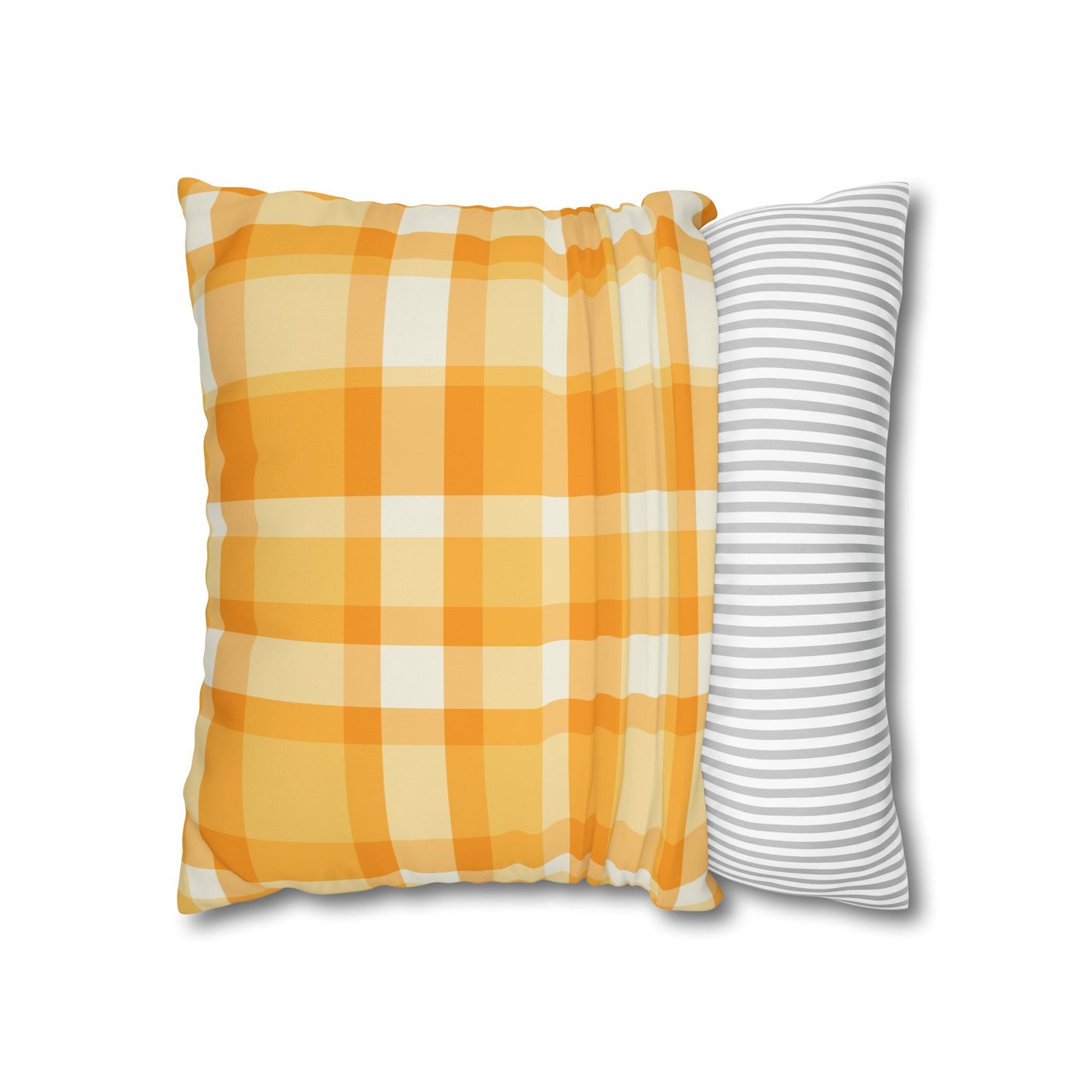 Sunshine Checkered Poly Canvas Pillowcase | Cozy Home Decor, Throw Pillow, Living Room Accent, Farmhouse Style, Seasonal Pillow