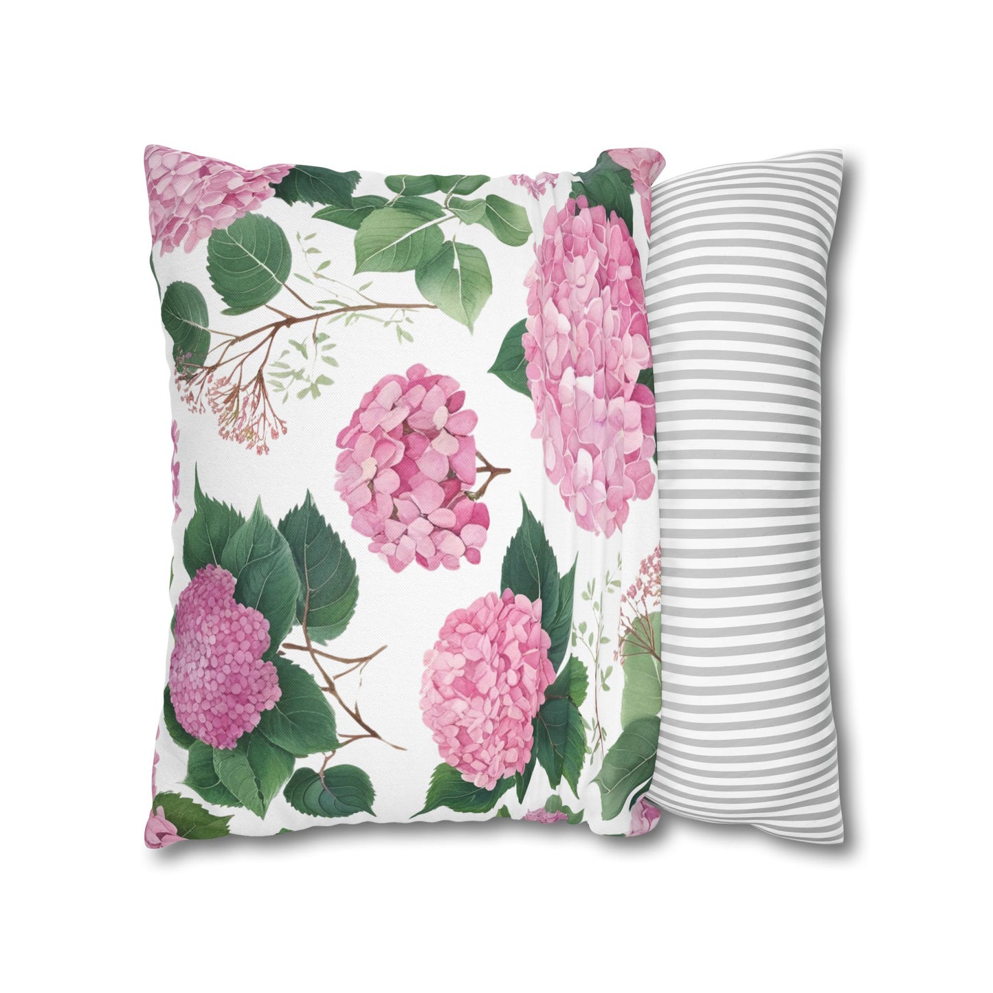 Blushing Hydrangeas – Pink Floral Square Pillowcase